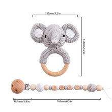 Load image into Gallery viewer, Bopoobo Baby Teether Pram Crib Activity Silicone Beads Personal Dummy Clip Chain Pacifier Rattle Soother Holder Wooden Teether