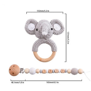 Bopoobo Baby Teether Pram Crib Activity Silicone Beads Personal Dummy Clip Chain Pacifier Rattle Soother Holder Wooden Teether