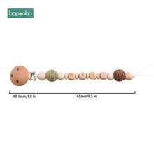 Load image into Gallery viewer, Bopoobo Baby Teether Pram Crib Activity Silicone Beads Personal Dummy Clip Chain Pacifier Rattle Soother Holder Wooden Teether