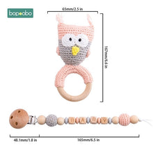 Load image into Gallery viewer, Bopoobo Baby Teether Pram Crib Activity Silicone Beads Personal Dummy Clip Chain Pacifier Rattle Soother Holder Wooden Teether