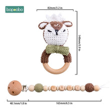 Load image into Gallery viewer, Bopoobo Baby Teether Pram Crib Activity Silicone Beads Personal Dummy Clip Chain Pacifier Rattle Soother Holder Wooden Teether