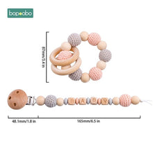 Load image into Gallery viewer, Bopoobo Baby Teether Pram Crib Activity Silicone Beads Personal Dummy Clip Chain Pacifier Rattle Soother Holder Wooden Teether