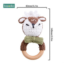 Load image into Gallery viewer, Bopoobo Baby Teether Pram Crib Activity Silicone Beads Personal Dummy Clip Chain Pacifier Rattle Soother Holder Wooden Teether