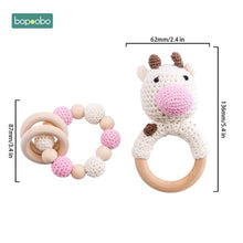 Load image into Gallery viewer, Bopoobo Baby Teether Pram Crib Activity Silicone Beads Personal Dummy Clip Chain Pacifier Rattle Soother Holder Wooden Teether