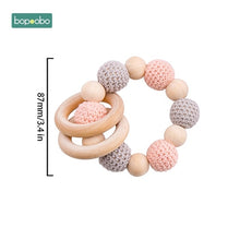 Load image into Gallery viewer, Bopoobo Baby Teether Pram Crib Activity Silicone Beads Personal Dummy Clip Chain Pacifier Rattle Soother Holder Wooden Teether