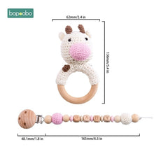 Load image into Gallery viewer, Bopoobo Baby Teether Pram Crib Activity Silicone Beads Personal Dummy Clip Chain Pacifier Rattle Soother Holder Wooden Teether