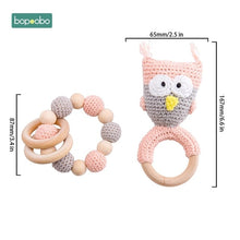 Load image into Gallery viewer, Bopoobo Baby Teether Pram Crib Activity Silicone Beads Personal Dummy Clip Chain Pacifier Rattle Soother Holder Wooden Teether
