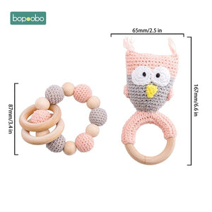 Bopoobo Baby Teether Pram Crib Activity Silicone Beads Personal Dummy Clip Chain Pacifier Rattle Soother Holder Wooden Teether
