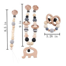 Load image into Gallery viewer, Bopoobo Baby Teether Pram Crib Activity Silicone Beads Personal Dummy Clip Chain Pacifier Rattle Soother Holder Wooden Teether