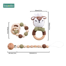 Load image into Gallery viewer, Bopoobo Baby Teether Pram Crib Activity Silicone Beads Personal Dummy Clip Chain Pacifier Rattle Soother Holder Wooden Teether