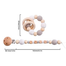 Load image into Gallery viewer, Bopoobo Baby Teether Pram Crib Activity Silicone Beads Personal Dummy Clip Chain Pacifier Rattle Soother Holder Wooden Teether