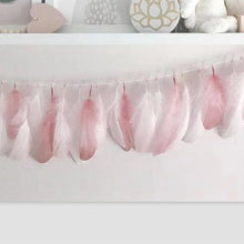 Load image into Gallery viewer, Children Room Rose Gold White Feather Buntings With Gold Glitter Powders Garlands Banner Wedding Decoration Girls Room Ornaments