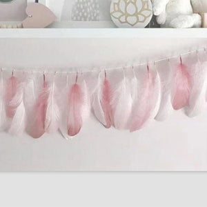 Children Room Rose Gold White Feather Buntings With Gold Glitter Powders Garlands Banner Wedding Decoration Girls Room Ornaments