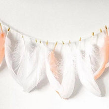 Load image into Gallery viewer, Children Room Rose Gold White Feather Buntings With Gold Glitter Powders Garlands Banner Wedding Decoration Girls Room Ornaments