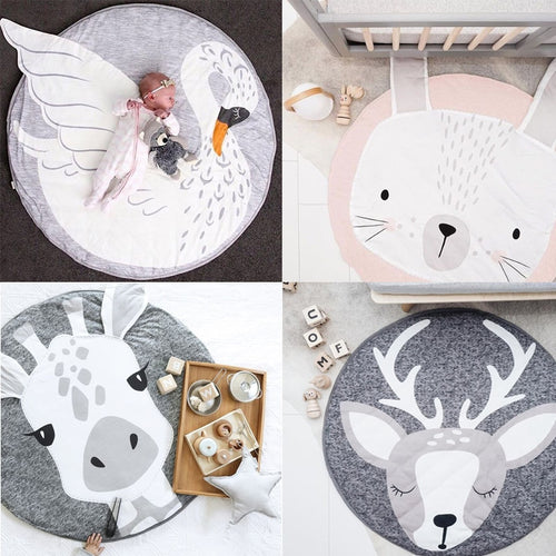 Crawling Mat, Cute Animals Baby Adventure Carpet, 100% Cotton Children's Floor Play Game Mat, Best Play Mat for Kids Room Decor