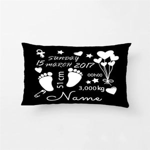 Custom Cute Pink Birth Stats Baby Nursery Throw Pillow Cover Home Decorative Cotton Polyester Cushion Covers Baby Gift