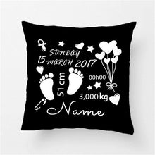 Load image into Gallery viewer, Custom Cute Pink Birth Stats Baby Nursery Throw Pillow Cover Home Decorative Cotton Polyester Cushion Covers Baby Gift