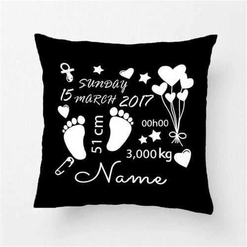 Custom Cute Pink Birth Stats Baby Nursery Throw Pillow Cover Home Decorative Cotton Polyester Cushion Covers Baby Gift