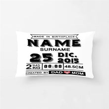 Load image into Gallery viewer, Custom Simple Kids Cushion Cover Personalized Square/Rectangle Cotton Polyester Pillow Case Birth Stats Baby Print Pillow Cover