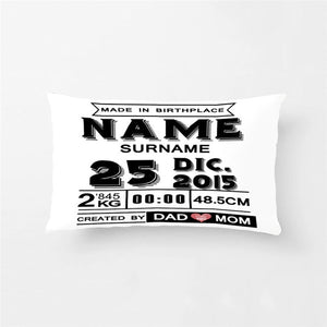 Custom Simple Kids Cushion Cover Personalized Square/Rectangle Cotton Polyester Pillow Case Birth Stats Baby Print Pillow Cover