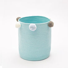 Load image into Gallery viewer, Cute Poms Storage Bucket - Premium Cylindric Burlap Canvas Round Laundry Toy Storage Bin, Best Room Decor &amp; Hamper Organizer