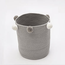 Load image into Gallery viewer, Cute Poms Storage Bucket - Premium Cylindric Burlap Canvas Round Laundry Toy Storage Bin, Best Room Decor &amp; Hamper Organizer