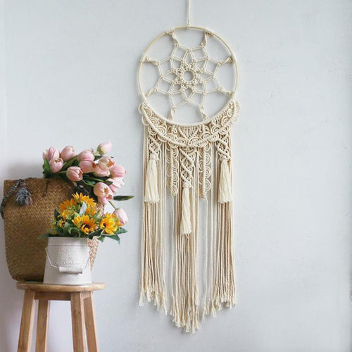 Dream Catcher Macrame Tapestry wall hanging Handmade Cotton Weaving Living Room Bedroom Ornaments B&B Decoration Boho Decor