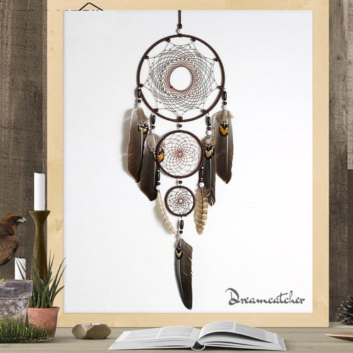 Eagle feather dream catcher big 3 iron ring indoor pendant Indian dream catcher pendant gift gift wedding decoration