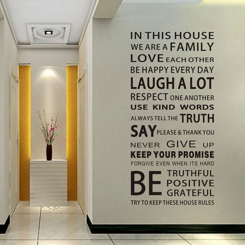 English Proverbs Wall Sticker Family House Rules Wall Stickers Decal DIY Decor Home Kids Great Gift Wallpapers