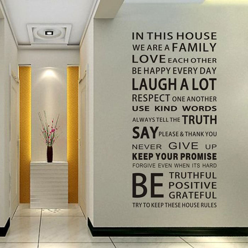 English Proverbs Wall Sticker Family House Rules Wall Stickers Decal DIY Decor Home Kids Great Gift Wallpapers