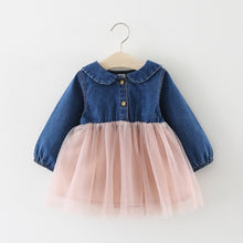 Load image into Gallery viewer, Fashion Baby Girls Demin Dress Cartoon Cat Children Dress Princess Girls Dresses Cute Girls Clothing