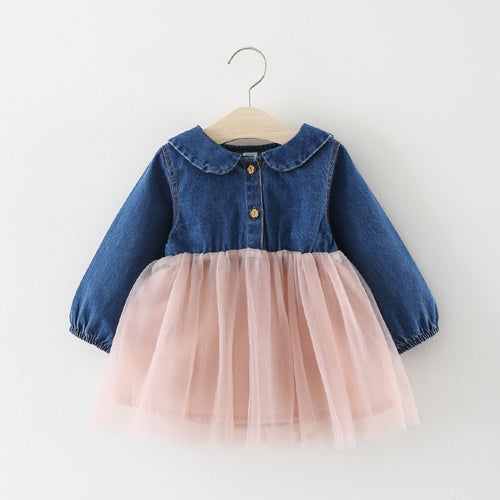 Fashion Baby Girls Demin Dress Cartoon Cat Children Dress Princess Girls Dresses Cute Girls Clothing