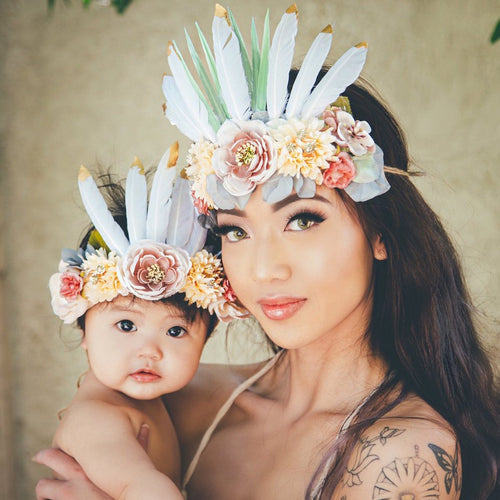 Mom and Me Feather Flower Crown