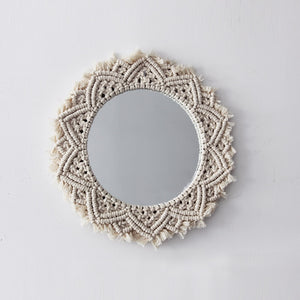Hand-woven macrame mirror