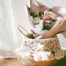 Load image into Gallery viewer, Handmade Bohemian Tassel Decoration Wicker Basket Garden Flower Pot Study Room Storage Rattan Basket Home Organizer Basket