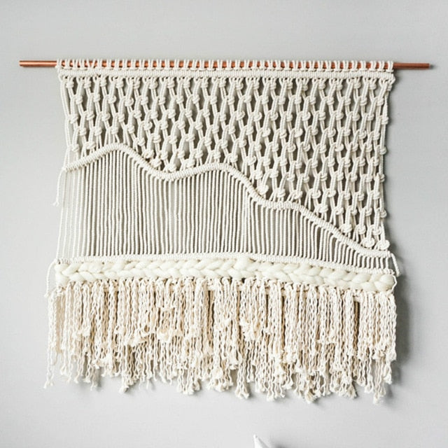 Handmade Wall  Tapestry Hanging Macrame Decorations Bohemia Handcraft Tassel Tapestry Background Wall Farmhouse Decor Boho