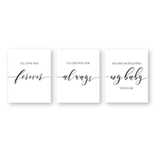 Load image into Gallery viewer, I&#39;ll Love You Forever Canvas Posters Nursery Wall Art Print Baby Shower Gift Painting Pictures for Baby Girl Boy Room Decoration