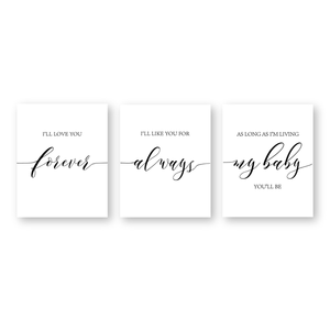 I'll Love You Forever Canvas Posters Nursery Wall Art Print Baby Shower Gift Painting Pictures for Baby Girl Boy Room Decoration