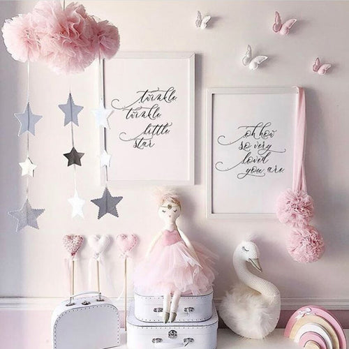 INS Nordic Mesh Yarn Cloud With Stars Pendants Kids Room Decorations Girls Room Ornaments Baby Tent Hanging Decor Photo Props