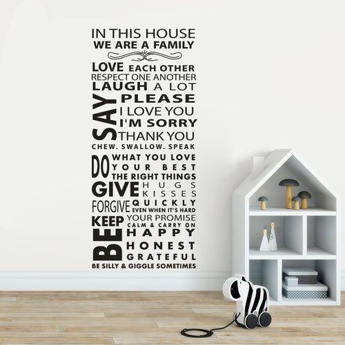 In This House Family Quote Wall Sticker Home Family Rules Vinyl Wall Decal Love Each Other Quote Wall Poster Home Decor AZ262
