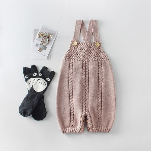 Infant Baby Knitted Romper Jumpsuit For Girls Boys Autumn Winter Infant Toddler Sleeveless Cotton Sweater Overalls Kids Clothes