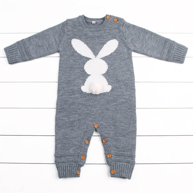 Infant Baby Rompers Winter Warm Newborn Long Sleeve Jumpsuits Outfits Solid Color Knitted Infant Girls Overalls Kids Boy Costume