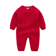 Load image into Gallery viewer, Infant Baby Rompers Winter Warm Newborn Long Sleeve Jumpsuits Outfits Solid Color Knitted Infant Girls Overalls Kids Boy Costume