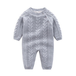 Infant Baby Rompers Winter Warm Newborn Long Sleeve Jumpsuits Outfits Solid Color Knitted Infant Girls Overalls Kids Boy Costume