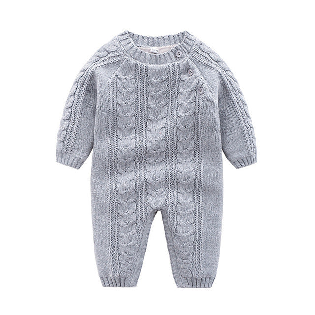 Infant Baby Rompers Winter Warm Newborn Long Sleeve Jumpsuits Outfits Solid Color Knitted Infant Girls Overalls Kids Boy Costume