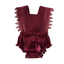 Load image into Gallery viewer, Infant Ruffle Romper Baby Girl Lace Rompers Cotton Bows Baby Girl Clothes Sleeveless Onesies Baby Clothes Toddler Romper Newborn
