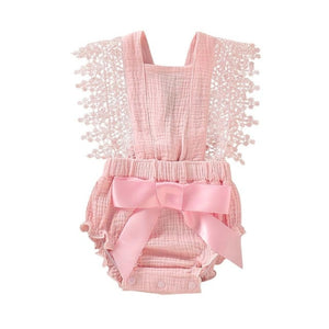 Infant Ruffle Romper Baby Girl Lace Rompers Cotton Bows Baby Girl Clothes Sleeveless Onesies Baby Clothes Toddler Romper Newborn