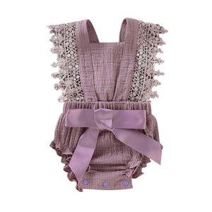 Infant Ruffle Romper Baby Girl Lace Rompers Cotton Bows Baby Girl Clothes Sleeveless Onesies Baby Clothes Toddler Romper Newborn