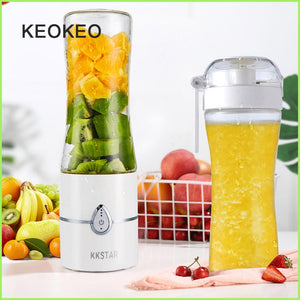 KEOKEO Portable Juice Blender 400ml Mini Multifunction USB Fruit Juice Mixer Fruit Mixing Machine Six-sheet baby food mixer Elec