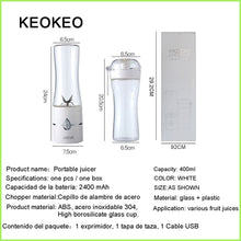 Load image into Gallery viewer, KEOKEO Portable Juice Blender 400ml Mini Multifunction USB Fruit Juice Mixer Fruit Mixing Machine Six-sheet baby food mixer Elec